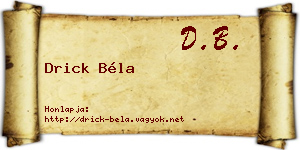 Drick Béla névjegykártya
